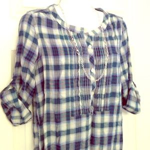 American Eagle Long Plaid Top