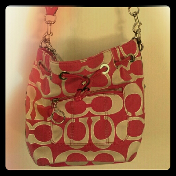 authentic medium hot pink coach bag