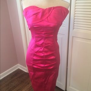 Hot Pink strapless cocktail dress