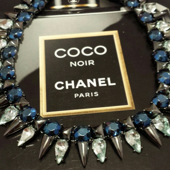 Statement necklace - blue & gunmetal