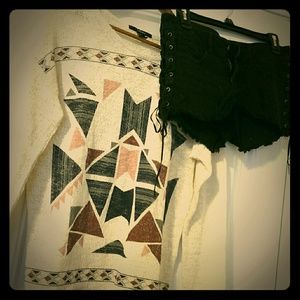 RESERVED Aztec top and black shorts