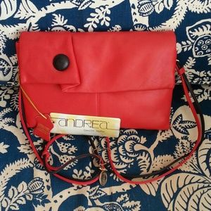 NWT Andrea red/black clutch or shoulder bag