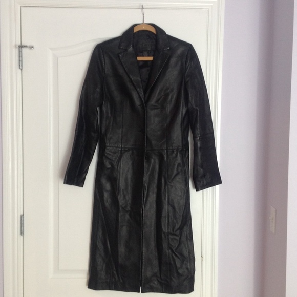100% Black Leather Coat