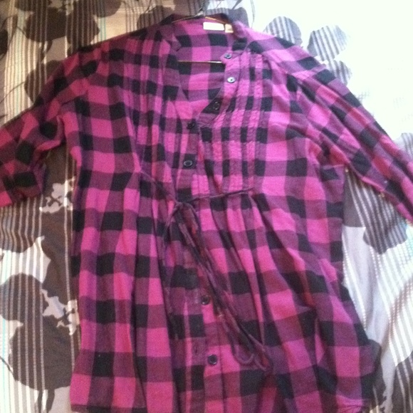 Cato Tops - Purple and black plaid blouse