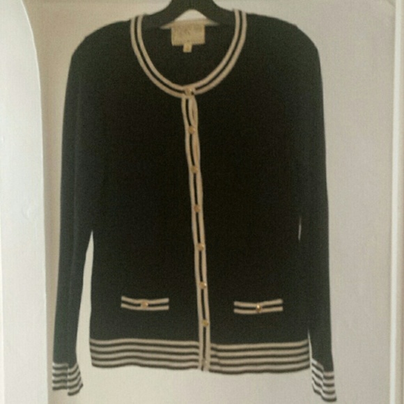 Nautical black sweater with gold buttons