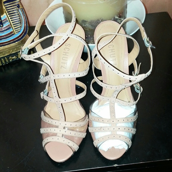 Tan heels with stud details new never worn!