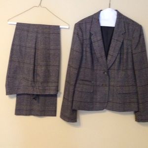 Calvin Klein Grey and Black Plaid Suit Size 12