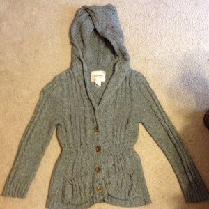 Abercrombie and Fitch grey button-up sweater.