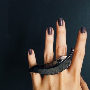 Modcloth Fingers of a Feather Metal Double Ring