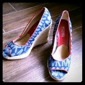 Michael Kors peep toe wedges size 6.5