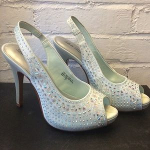 Mint Green Rhinestone Heels