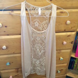 beige lace tank