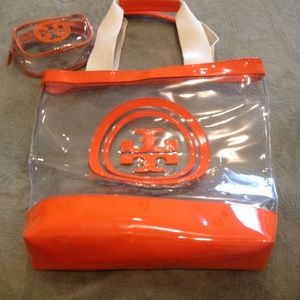 Tory Burch Tote & Matching Makeup Case. NWOT