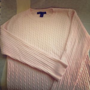 Super soft, cute, pink cable knit sweater