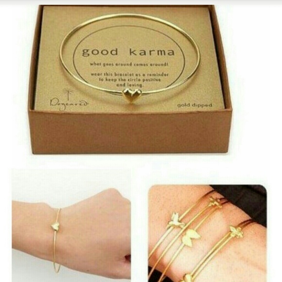 Jewelry , 1 pc gold good karma bracelet heart luck 7\u0026quot; charm