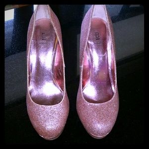 Bakers pink glitter heels