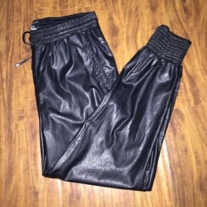 Leather joggers