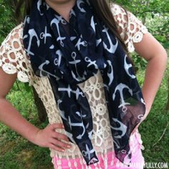 navy and white anchor scarf