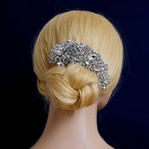 New crystal wedding prom hair leaf clip pin comb