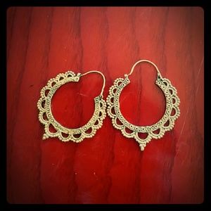 Antiqued Brass Nepali Hoops