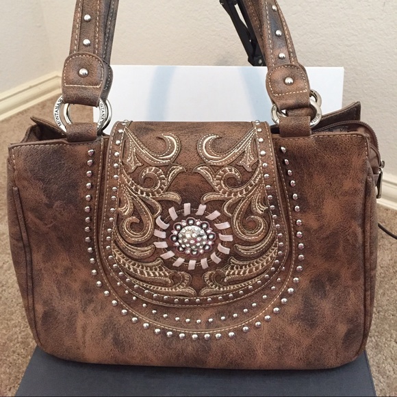 Distressed brown western style purse