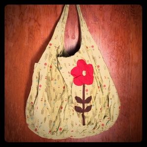Green Floral Stitched Hobo Handbag
