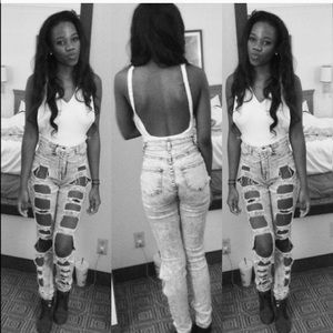 Side boob off white bodysuit , red side boob dress