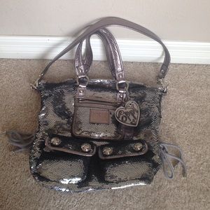 Coach silver sequence poppy purse