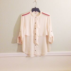 Chiffon Blouse w/ Beaded Detail