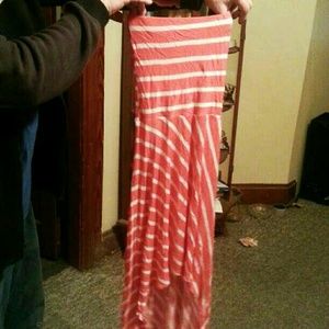 Strapless striped high low dress
