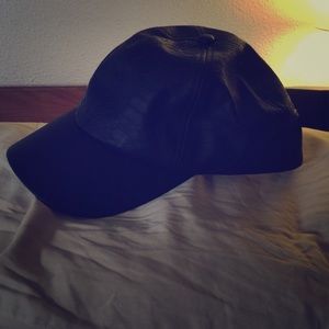 Black faux leather hat