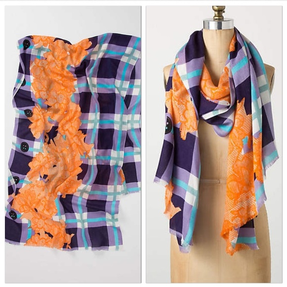 🚫SOLD IN BUNDLE🚫Anthropologie Laced Plaid Scarf