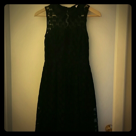 Black on black polka dot dress