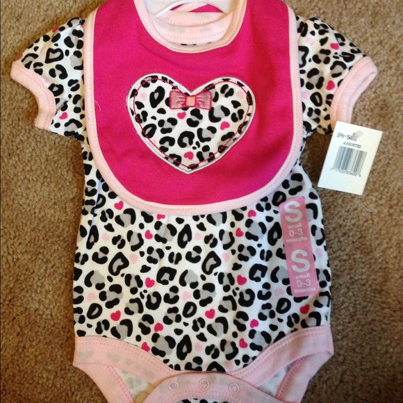 Baby girl onesie and bib set