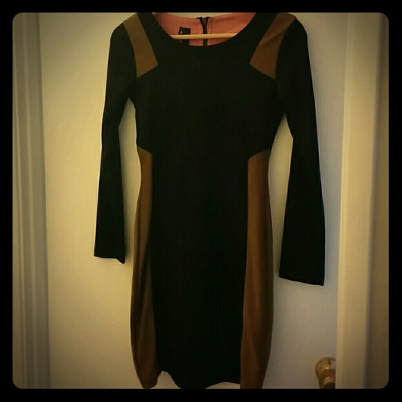 Brown and black fitted dress