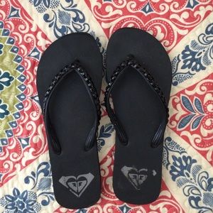 Roxy jeweled flip flops.