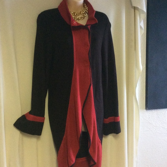 Alice + Olivia elegant red dk brown cascade knit L - Picture 2 of 4