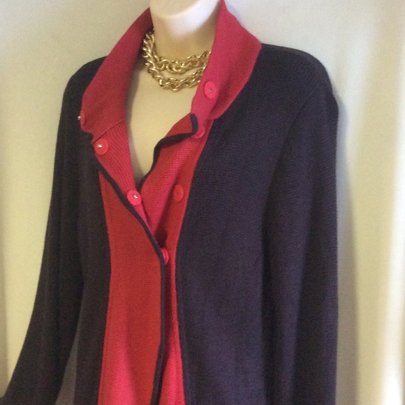 Alice + Olivia elegant red dk brown cascade knit L - Picture 3 of 4