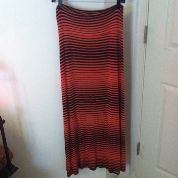 Orange and Black Maxi Skirt