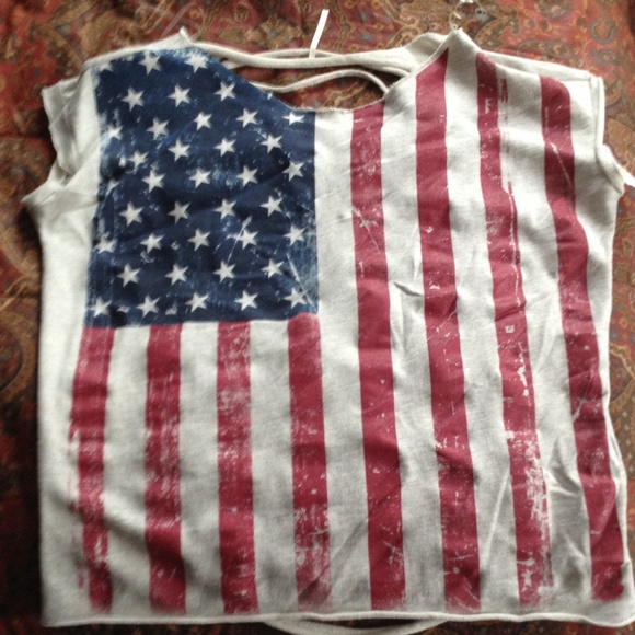 American flag T-shirt with a cut out back