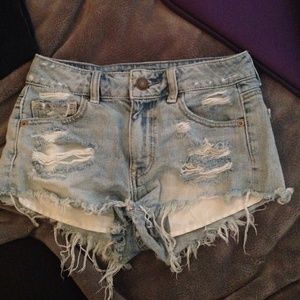 American Eagle denim high waisted cut off shorts