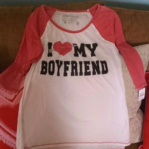 NWT "I ♡ My Boyfriend" graphic baseball tee