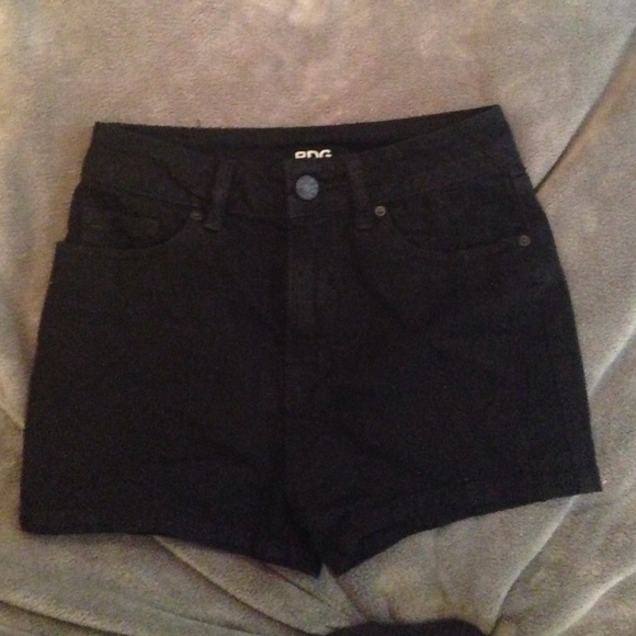 Black high waisted denim shorts