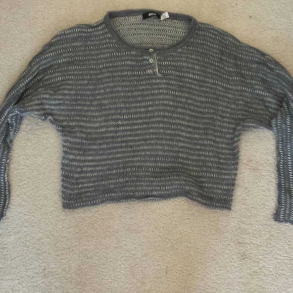 Grey knit Henley sweater