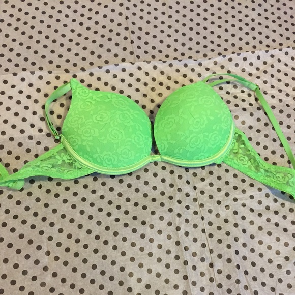 Green Lace Push Up Bra