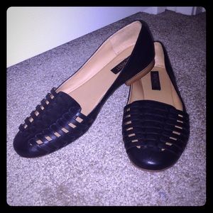 Nine West Black Leather Perforated Loafers