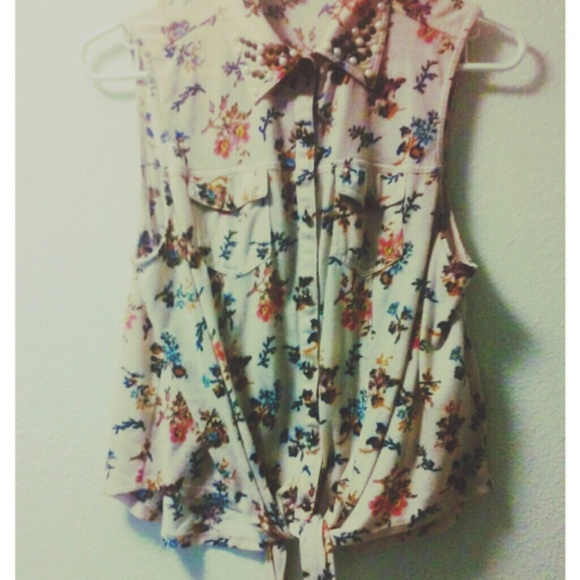 A cute floral print shirt with collar