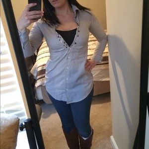 Free People Button Up Collared Blouse