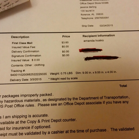 Proof of shipping