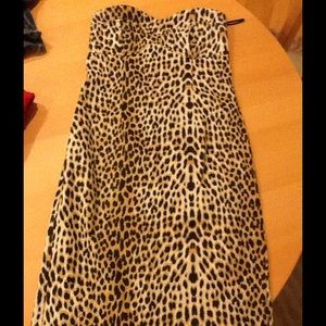 Leopard Strapless Midi Dress